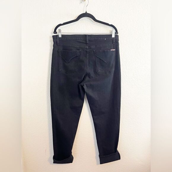 Hudson Crop Riley Relaxed Straight Jeans exposed zipper Black Denim 30 - Picture 7 of 10